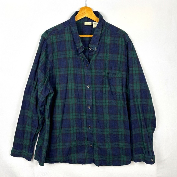 L.L.Bean Men's Flannel Casual Long Sleeve Button down Shirt 3XL 100% Cotton Work - Picture 1 of 10